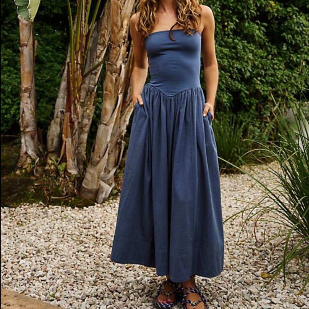 Free People Onda Drop-Waist Tube Midi